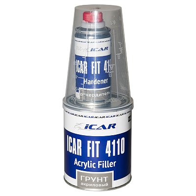 Грунт-наполнитель ICAR FIT 4110  4+1 акриловый, серый, с отвердителем (комплект), уп.0,8л+0,2л IC-ICF-PRF-4110-GR-0800